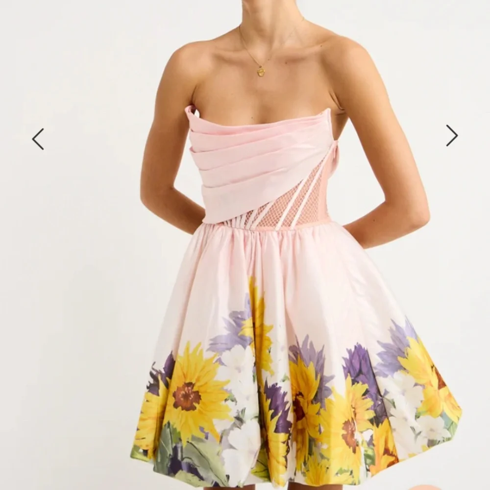 Floral Strapless Dress in Pink - Picture 1 of 16